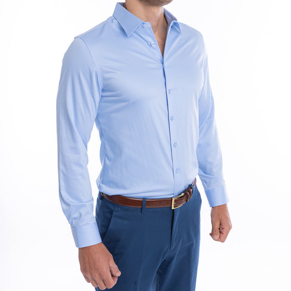 bright blue dress shirt goTIELESS Ultimate (Light Blue) Summer Steals All USCG UNTUCKED OPERATIONAL DRESS Ladies Size:14 this triple threat is