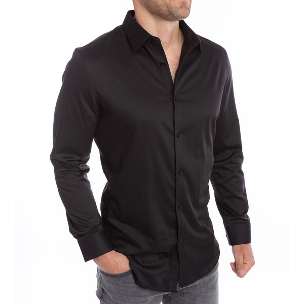 are black dress shirts unprofessional goTIELESS Ultimate Shirt (Black) SOFIJA Off Shoulder Organza occasion:black-tie the black formal shirt Size:US 20Plus / UK 24 / EU 50