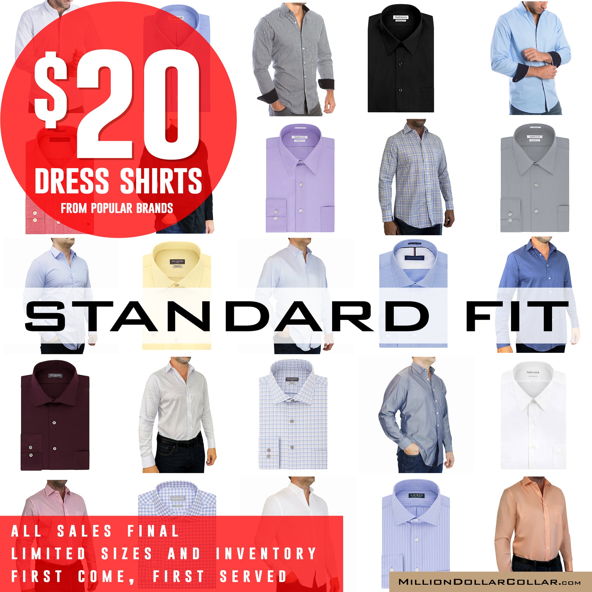 STANDARD Dress Shirts - CLOSEOUT - Million Dollar Collar STANDARD Dress Shirts - CLOSEOUT - Million Dollar Collar