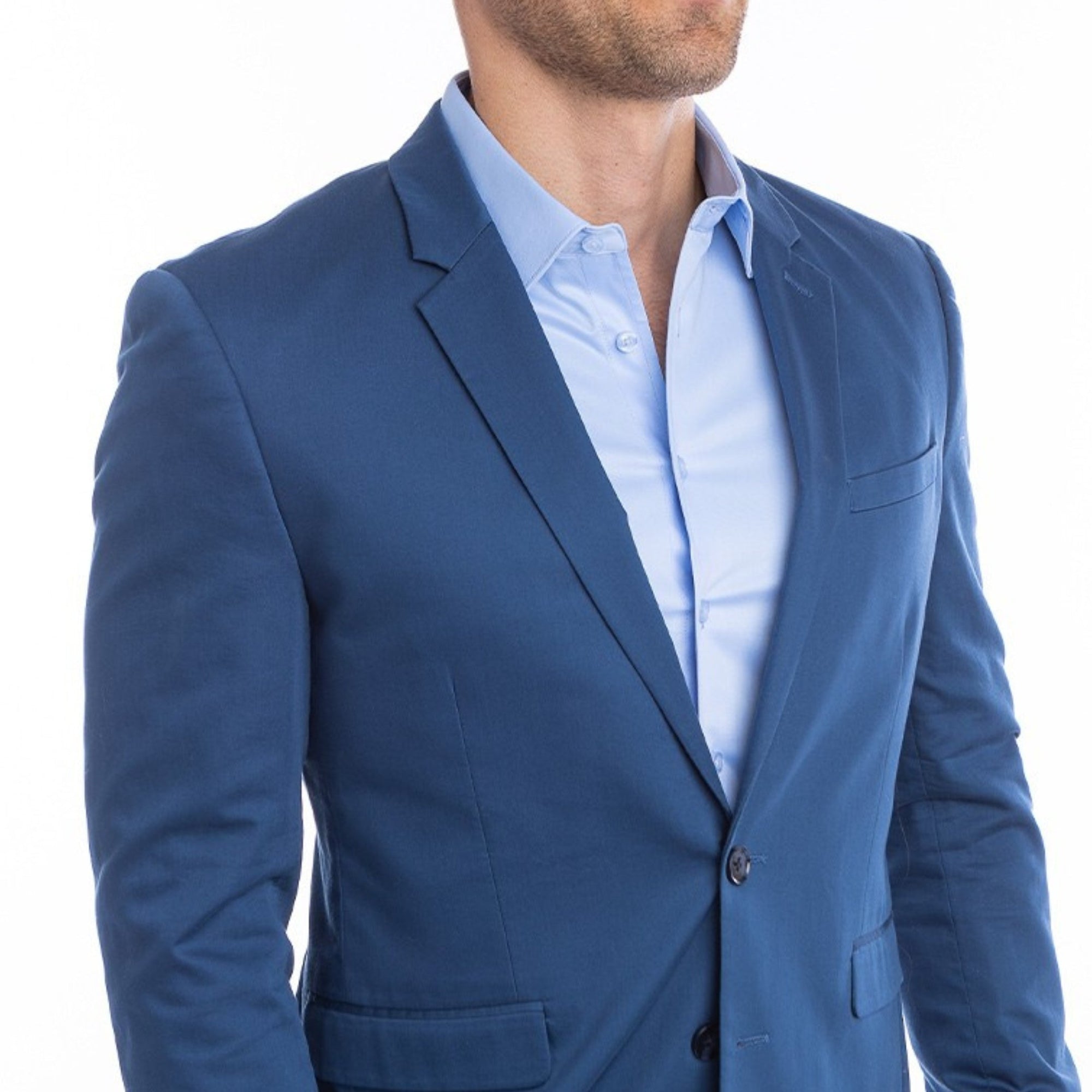 Slim fit light blue shirt for men wrinkle-resistant fabric and collar support keep it polished.