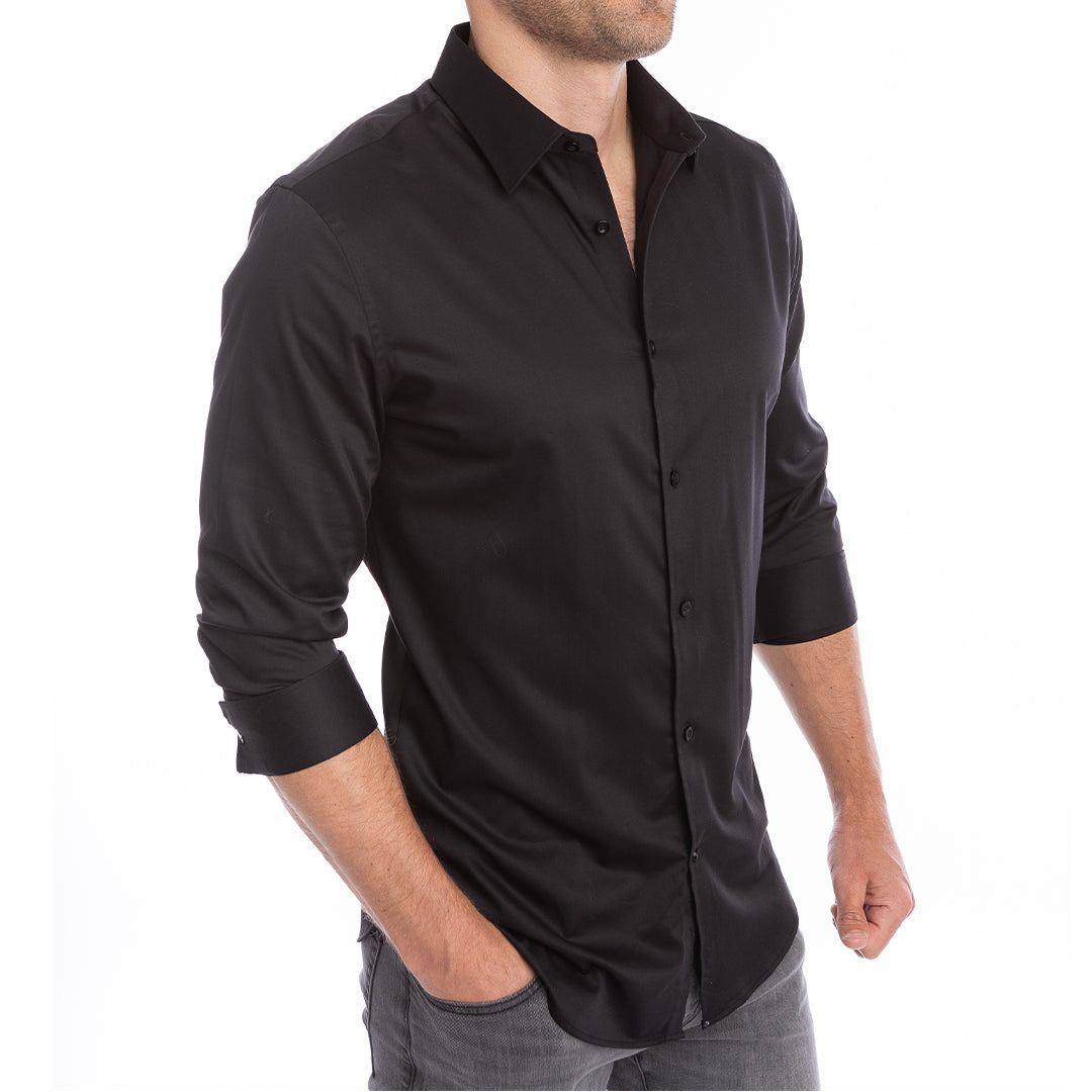 goTIELESS Ultimate Dress Shirt (Black) Million Dollar Collar