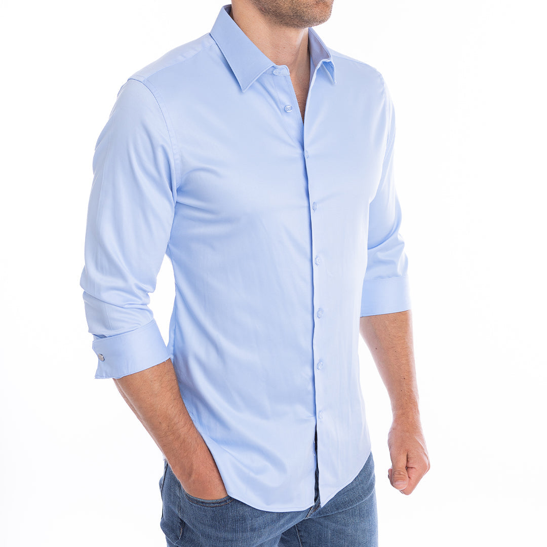 casual dress shirts mens Men's Long-Sleeve Solid Slim-Fit Navy / X-Large Mens Long Best Men's Business Casual &
