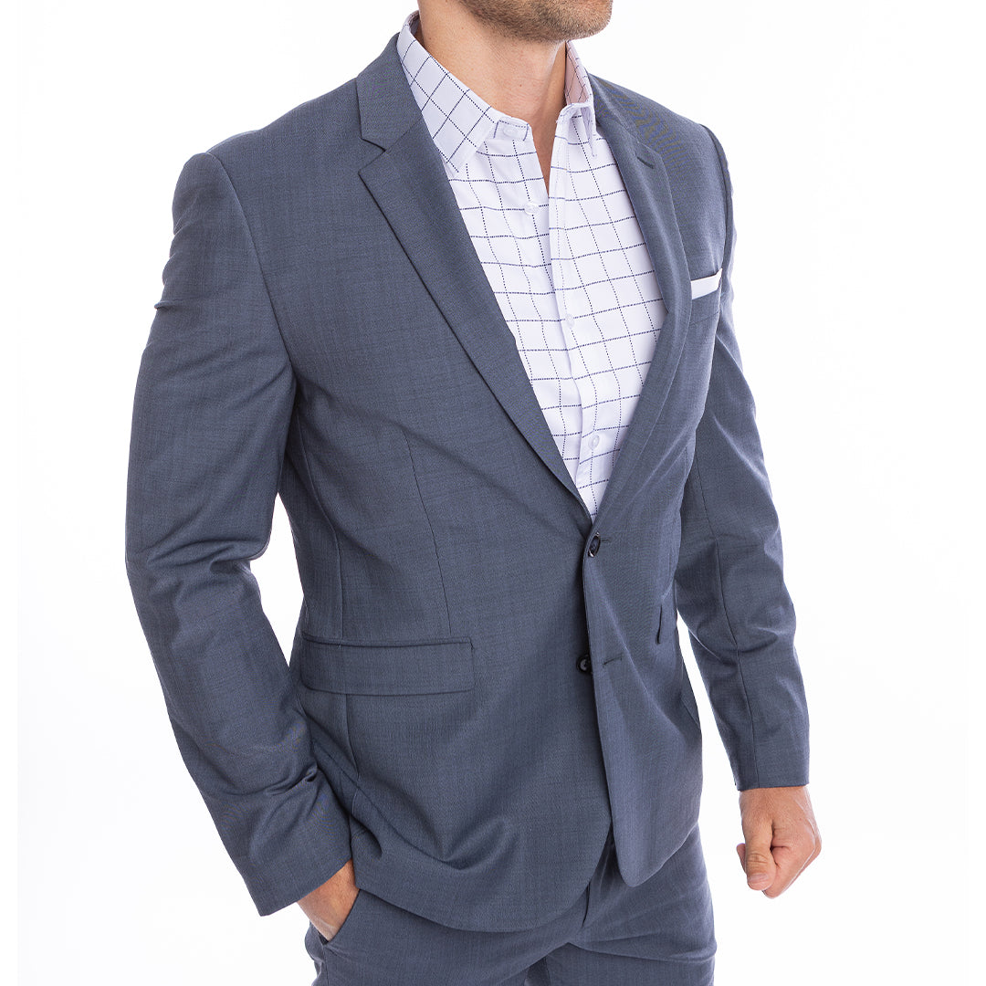 Checkered white shirt designed for open collar style structured placket stays upright all day.