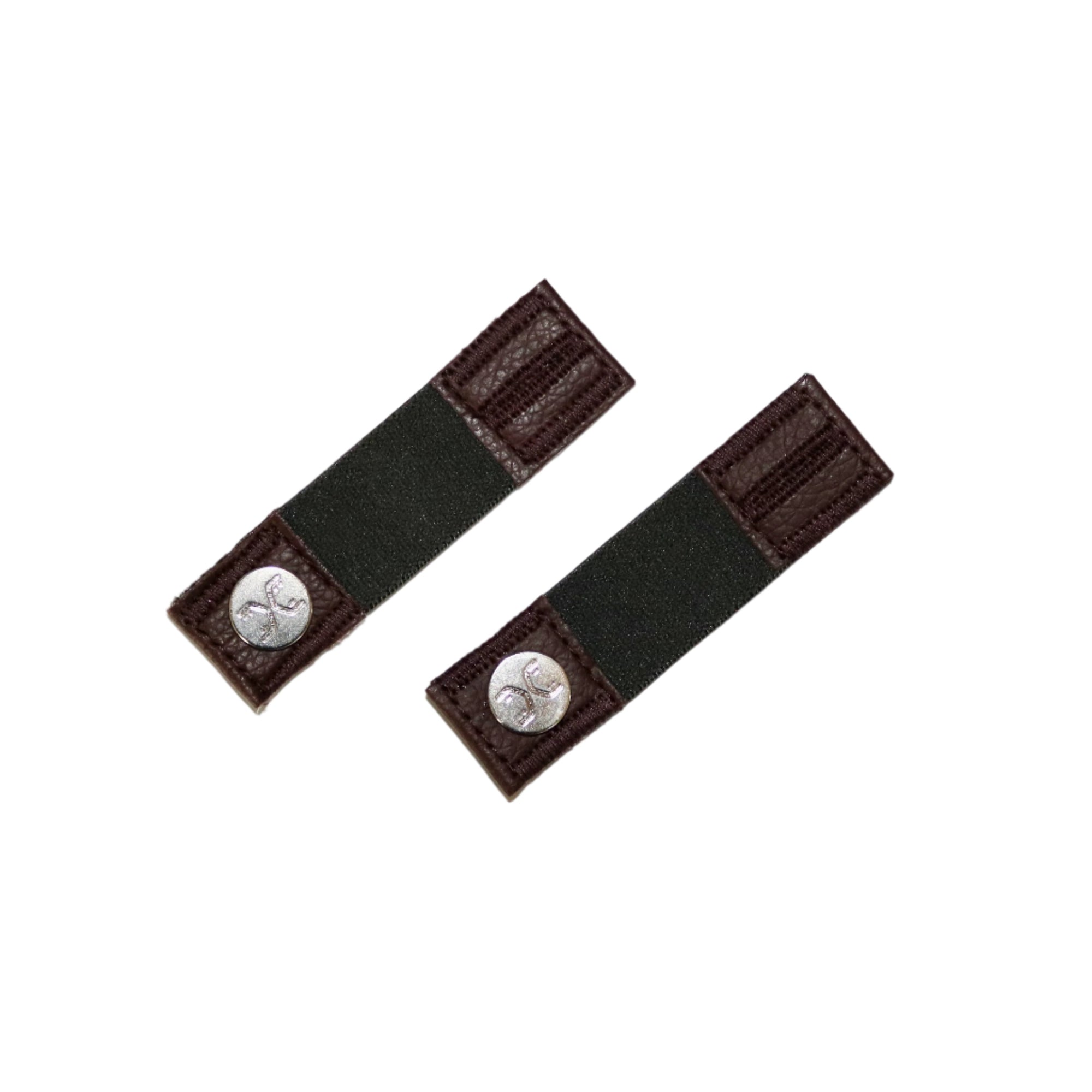 FLXCUF® Charcoal elastic sleeve cuff bands with premium leather details and metal accents