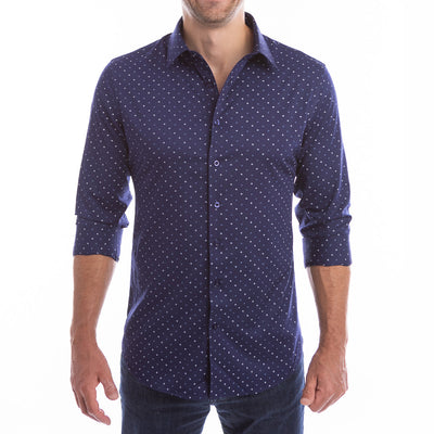 goTIELESS Ultimate Dress Shirt (Navy Polk-a-Dot)