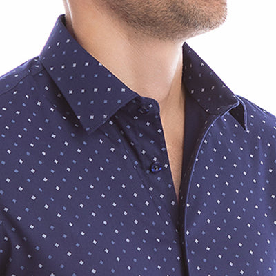 goTIELESS Ultimate Dress Shirt (Navy Polk-a-Dot)