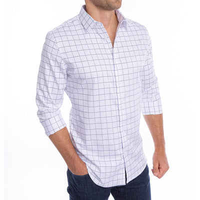 goTIELESS Ultimate Dress Shirt (White/Navy Windowpane)