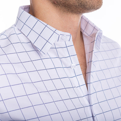 goTIELESS Ultimate Dress Shirt (White/Navy Windowpane)