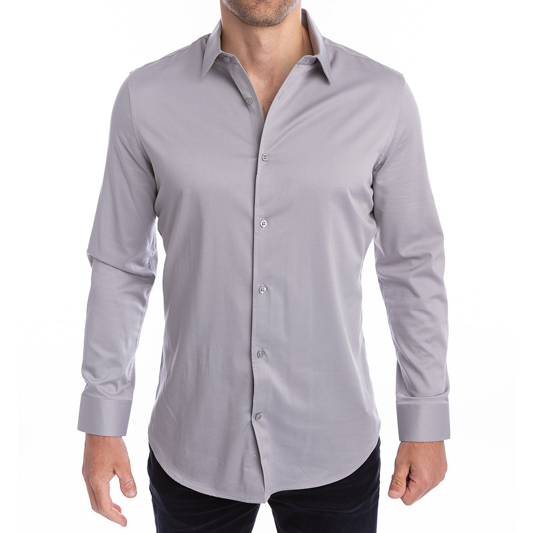 goTIELESS Ultimate Dress Shirt (Light Grey) - Million Dollar Collar goTIELESS Ultimate Dress Shirt (Light Grey) - Million Dollar Collar