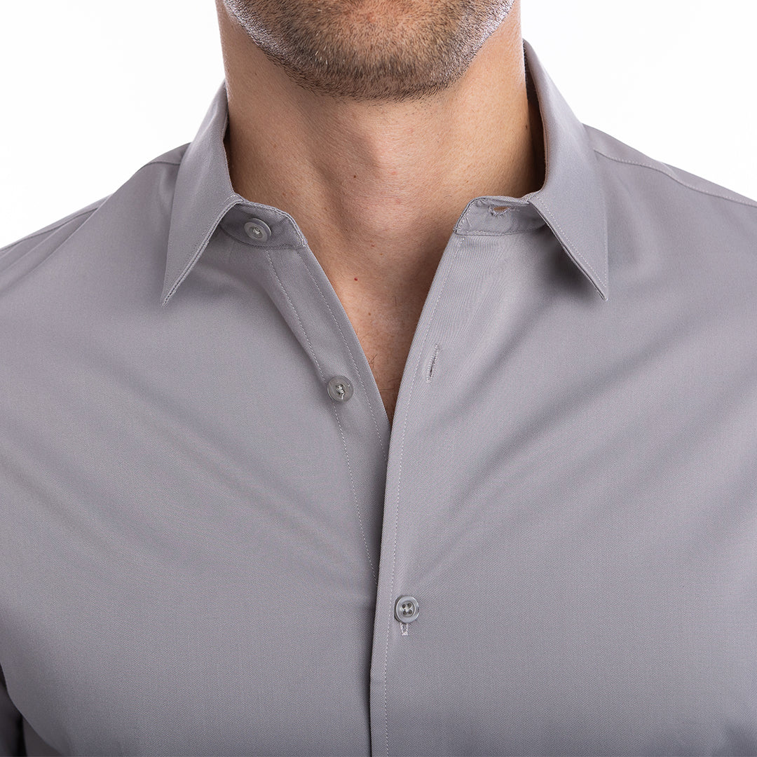 goTIELESS Ultimate Dress Shirt (Light Grey) - Million Dollar Collar goTIELESS Ultimate Dress Shirt (Light Grey) - Million Dollar Collar