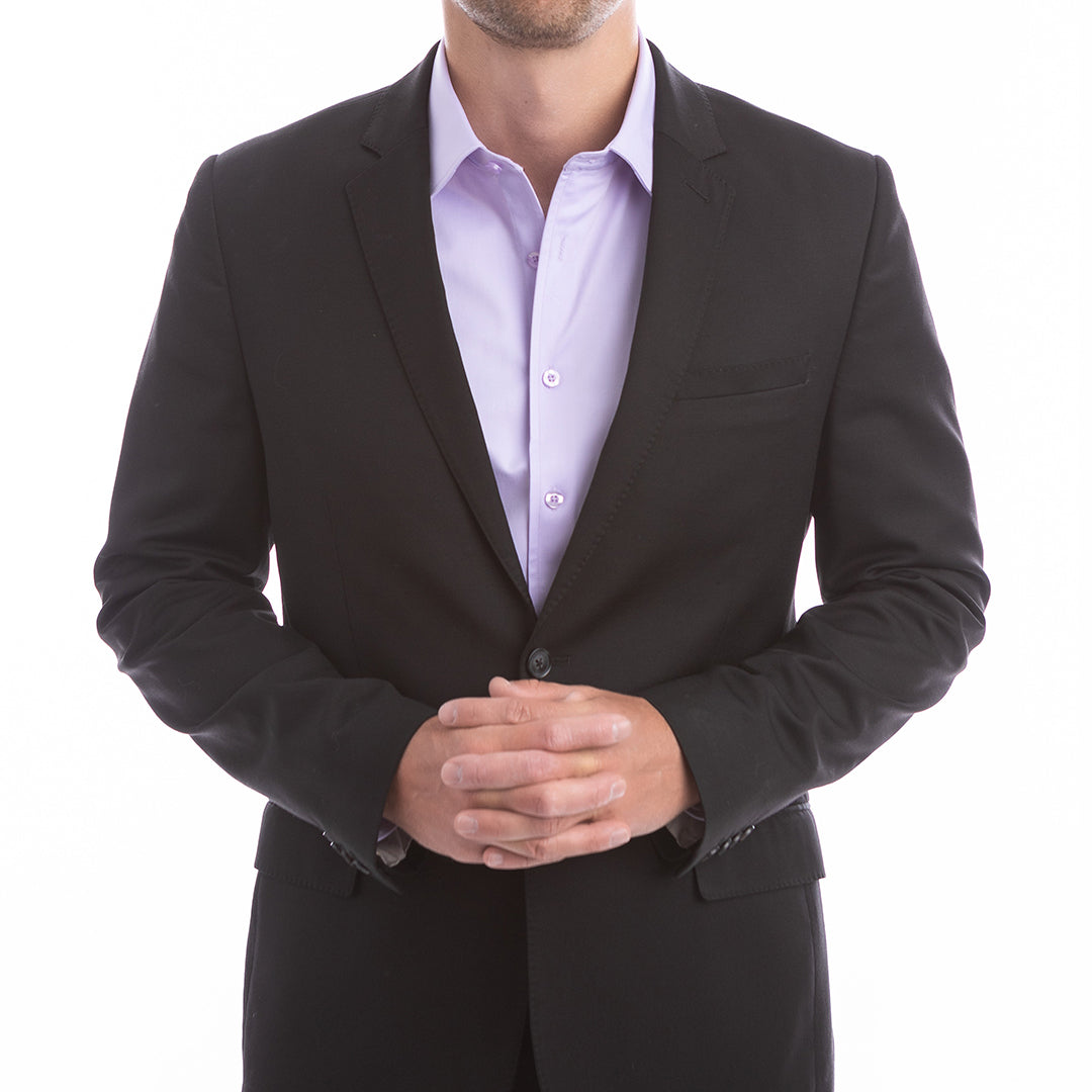 Lavender button-up shirt that resists wrinkles and prevents collar collapse tie optional, style not.