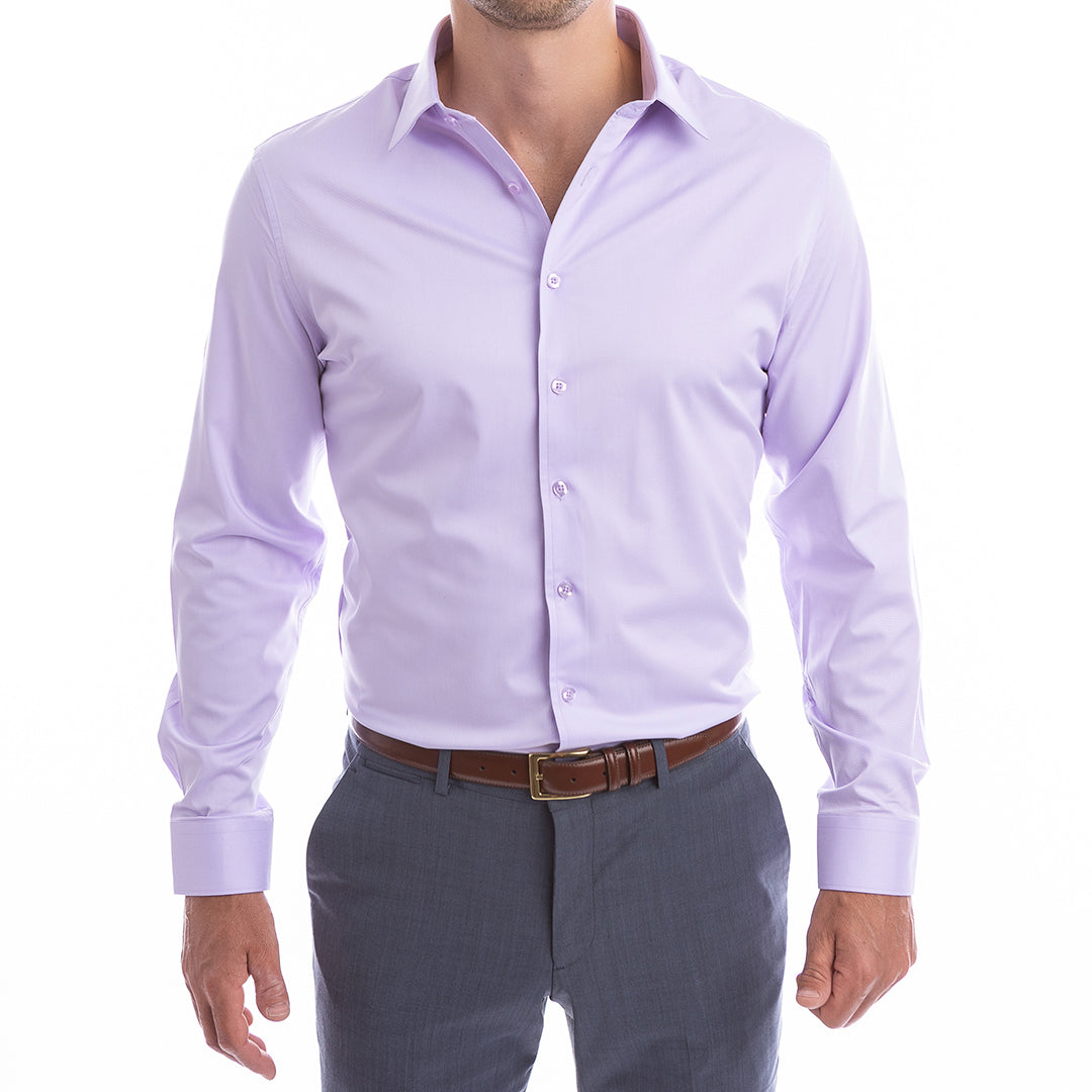 purple fitted dress shirt Men's Slim Fit Light Purple Button Up Dress Shirt Size N5
