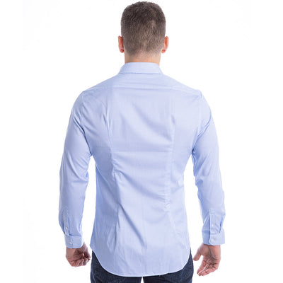 Blue Diamond shirt powered by Million Dollar Collar tech built-in placket support for a sharp open-collar look.