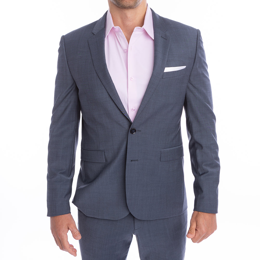 Modern fit light pink shirt with open collar that never flops sharp without the tie.