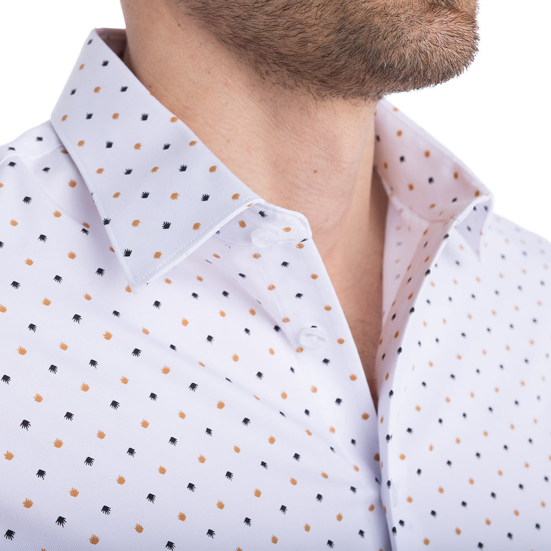 patterned white dress shirt goTIELESS Ultimate Dress Shirt (White/Royal Palm)