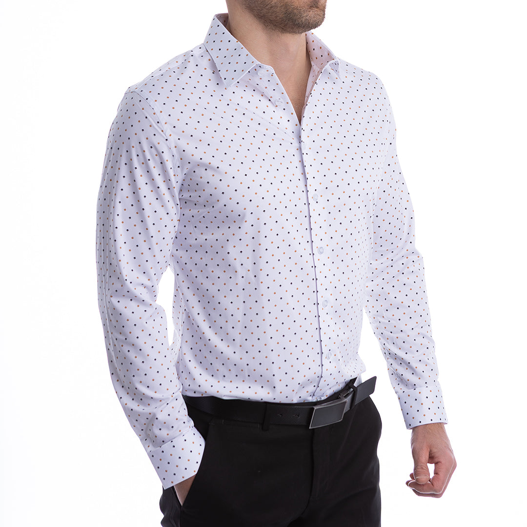 goTIELESS Ultimate Dress Shirt (White/Royal Palm)